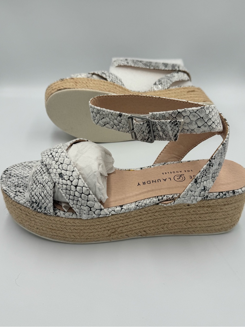 Chinese Laundry Snakeskin Print Espadrille Platform Sandal Women 9.5 Ankle Strap